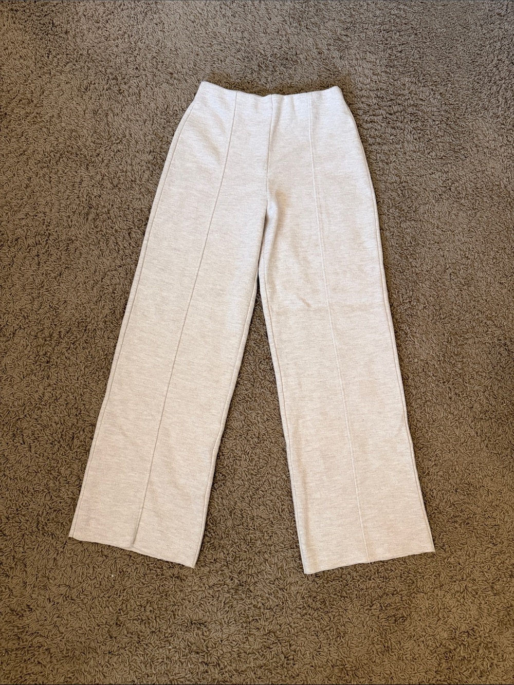 Zara Oatmeal Wide-Leg Knit Sweater Pants
